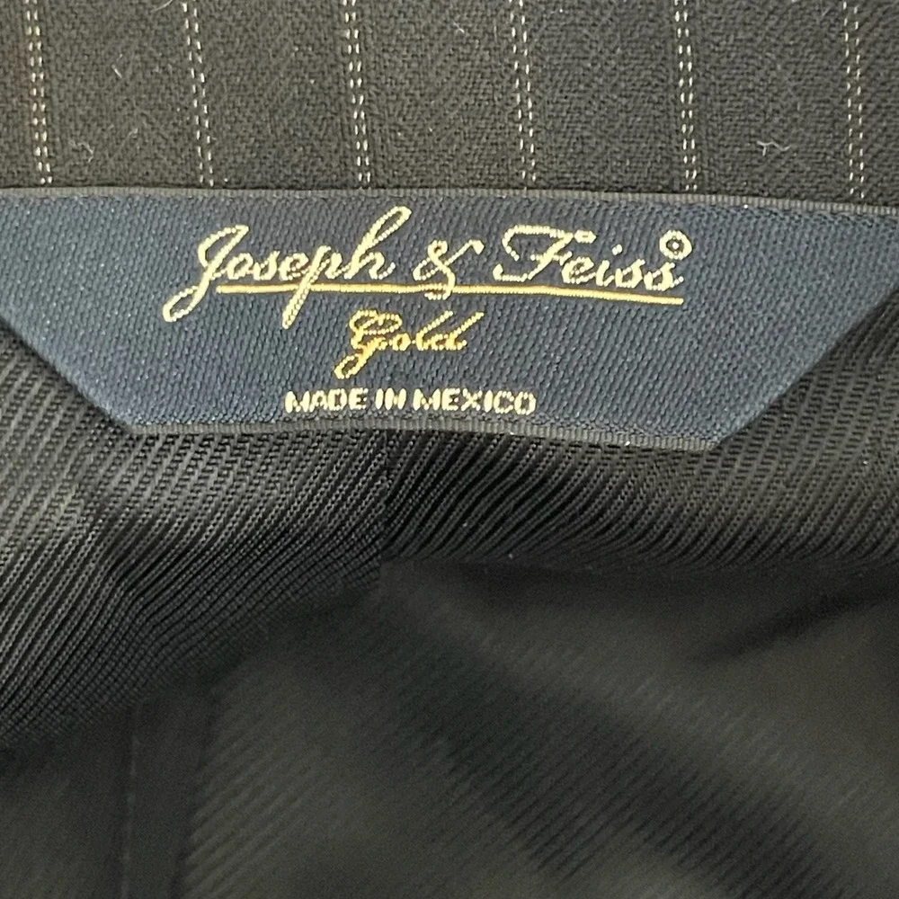 Joseph & Feiss Men's Black Pinstripe Super 120's Wool Blazer Jacket Size 42R